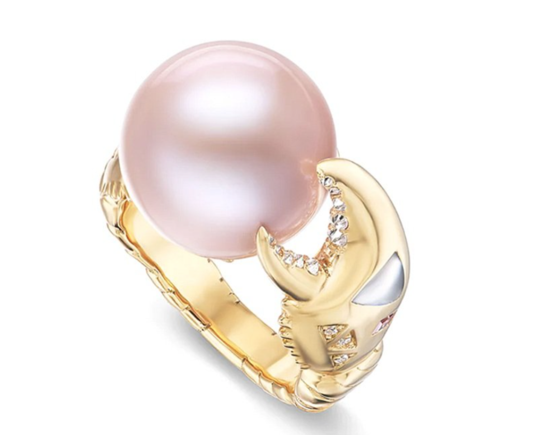 A Gold Ring Rests On A White Cloth With Pink Pearls Background Wallpaper  Image For Free Download - Pngtree