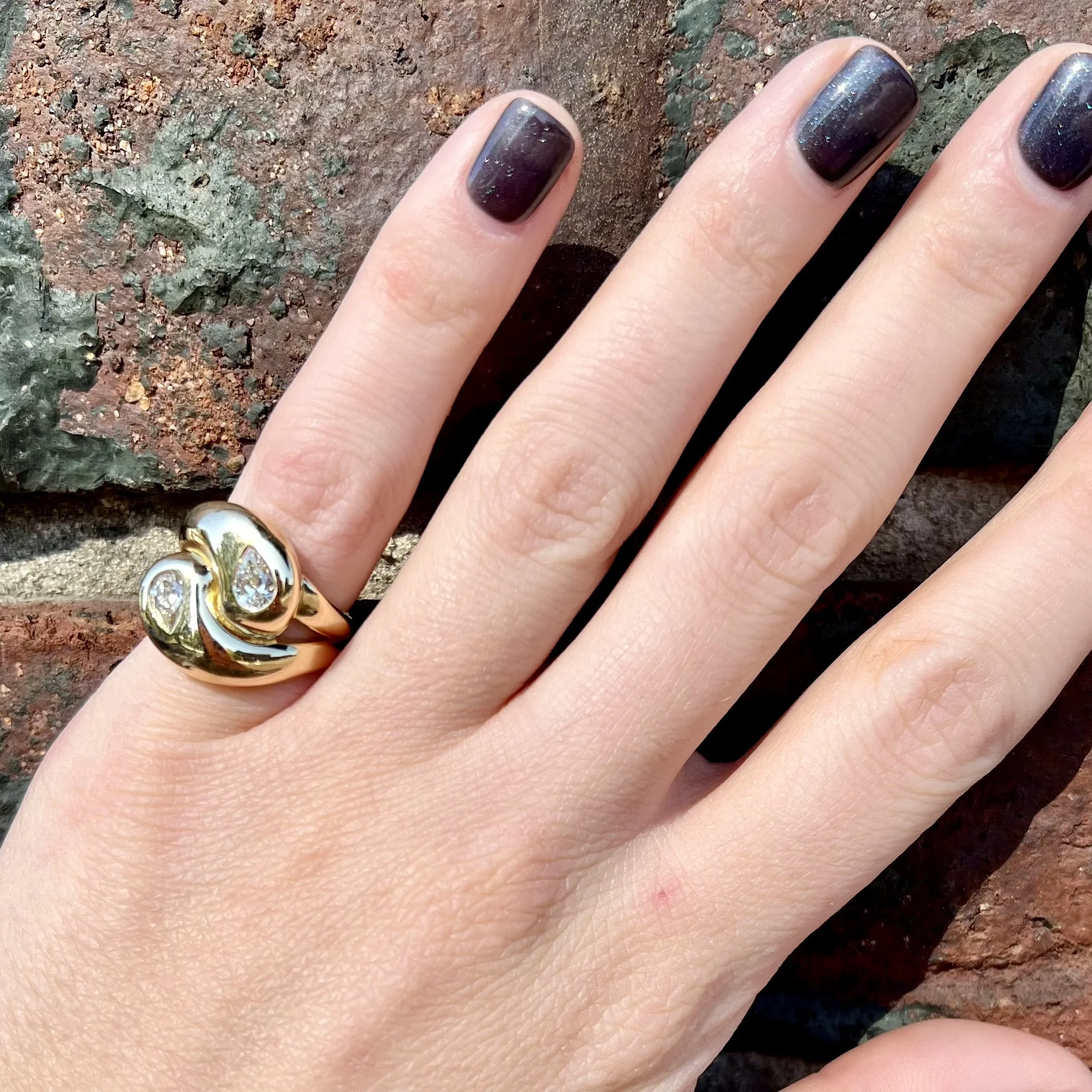 Brent Neale Diamond Pear Knot Ring  in YELLOW GOLD