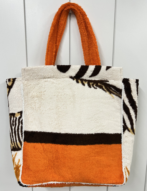 Lily Eve Hermes Terry Cloth Cabana Tote with Animal Stripes in