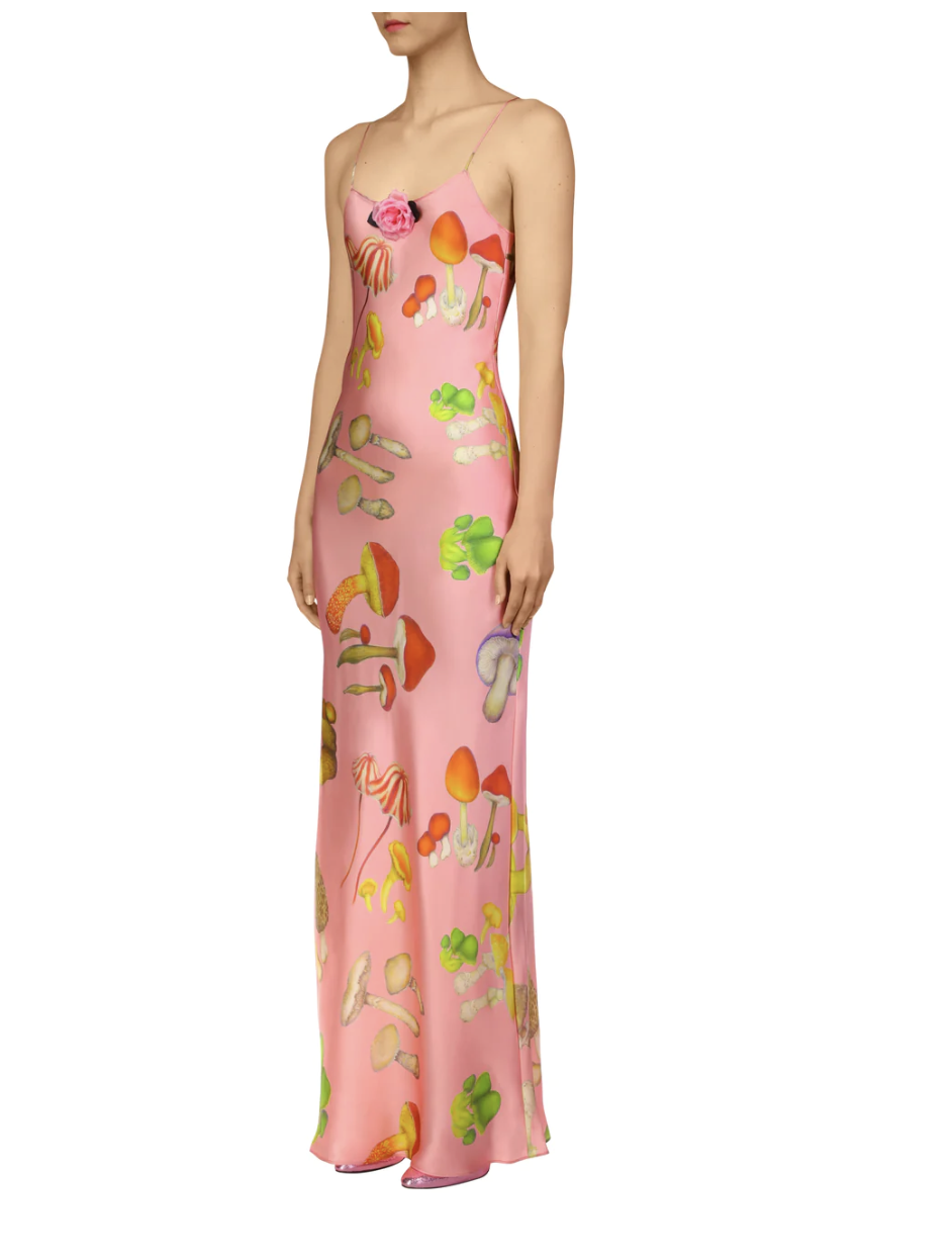 rodarte fairy dress Rodarte Off White Fairy Printed Silk Asymmetrical Cowl Neck Bias Gown