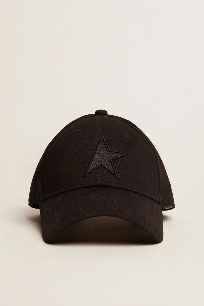 Golden Goose Black Star Baseball Hat with Front Patch Star