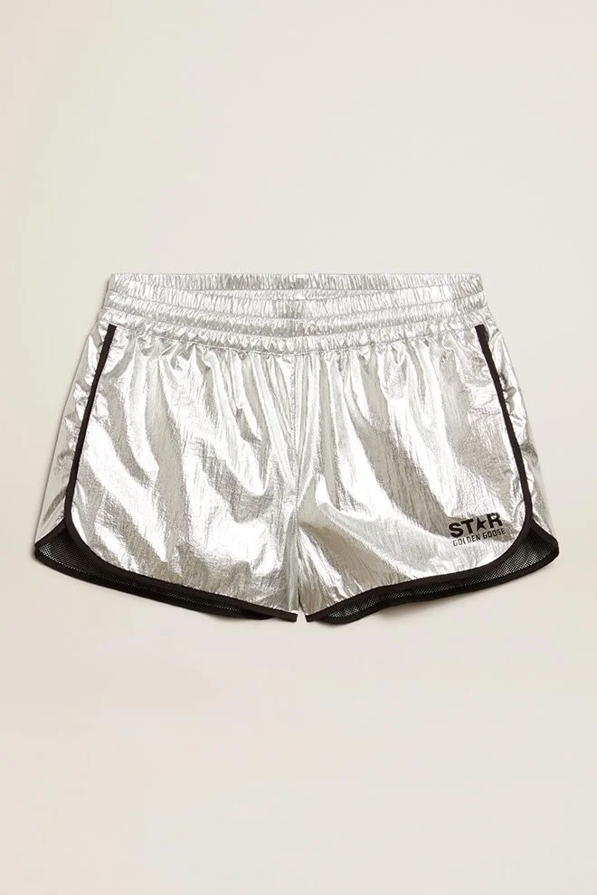 Golden Goose Silver Star Short in Diana Technical Silver Fabric