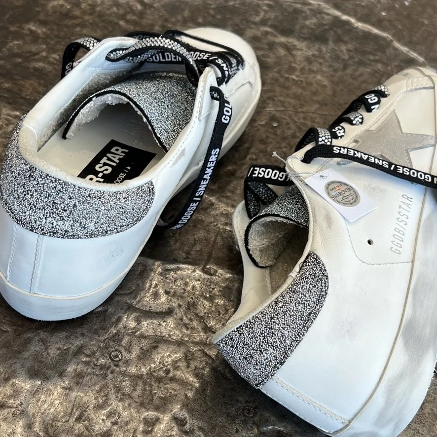 Golden Goose x Swarovski Superstar White Leather Upper with