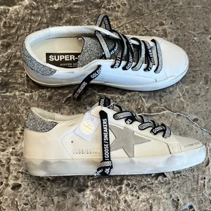 Golden Goose x Swarovski Superstar White Leather Upper with Crystal Tongue  and Heel Suede Nabuk Star Leather Toe with Signature GG208 —