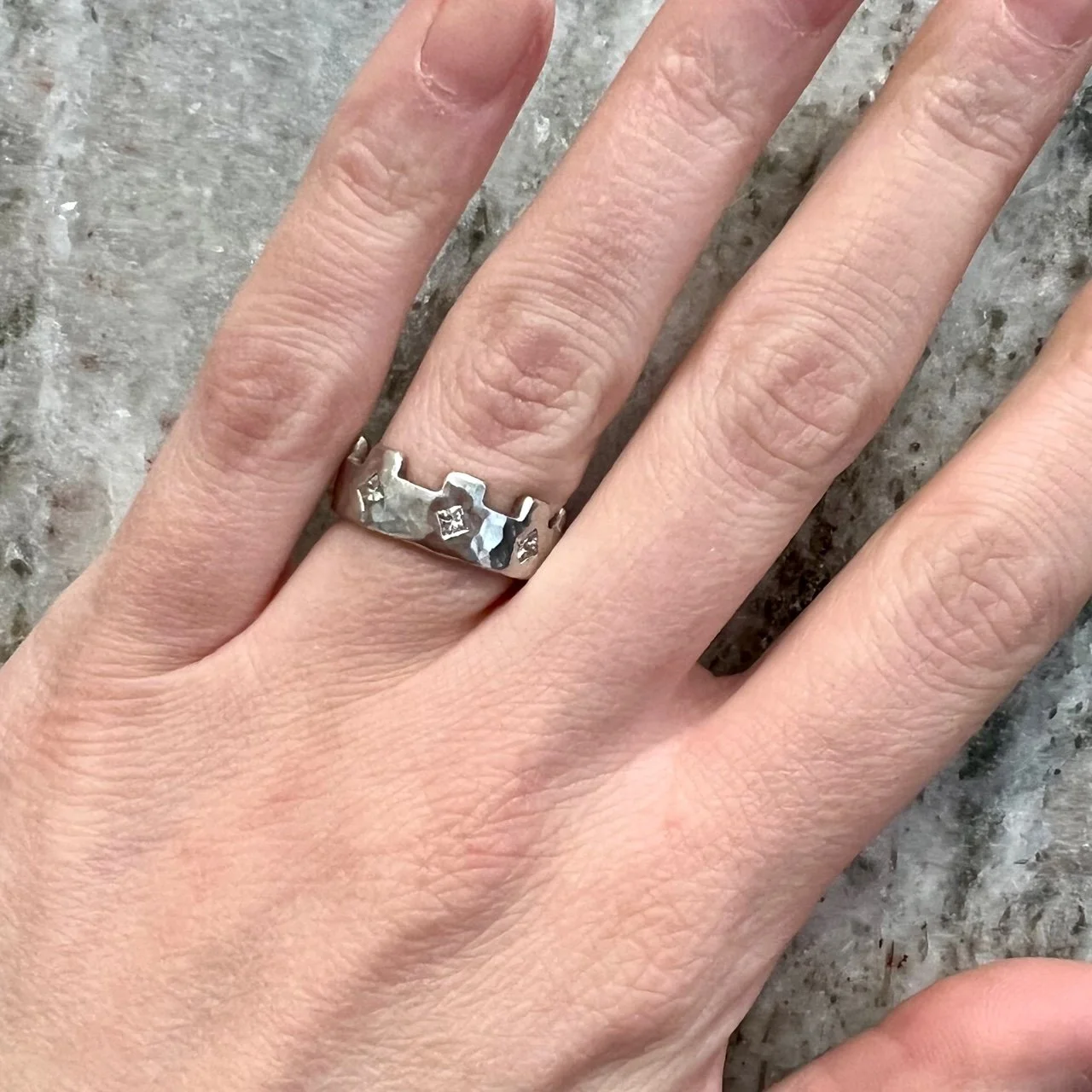 Cathy Waterman Platinum and Diamond Turret Crown Ring