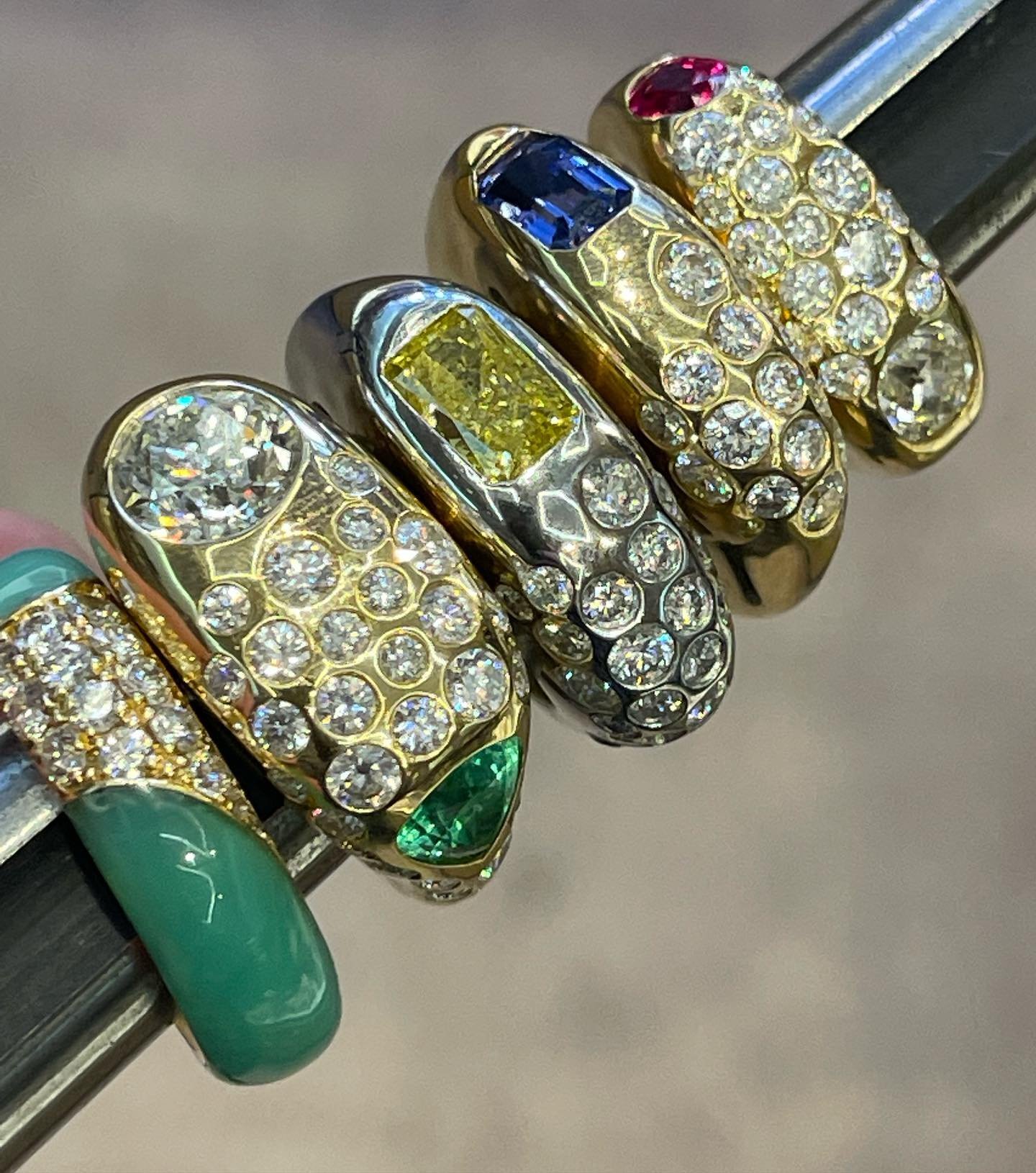 STACKED in gemstones and jewels&hellip;Today is the last day hosting our @uniform_object trunk show! Don&rsquo;t miss all the gorgeous jewels in our #aspen store! Open until 6pm 💎