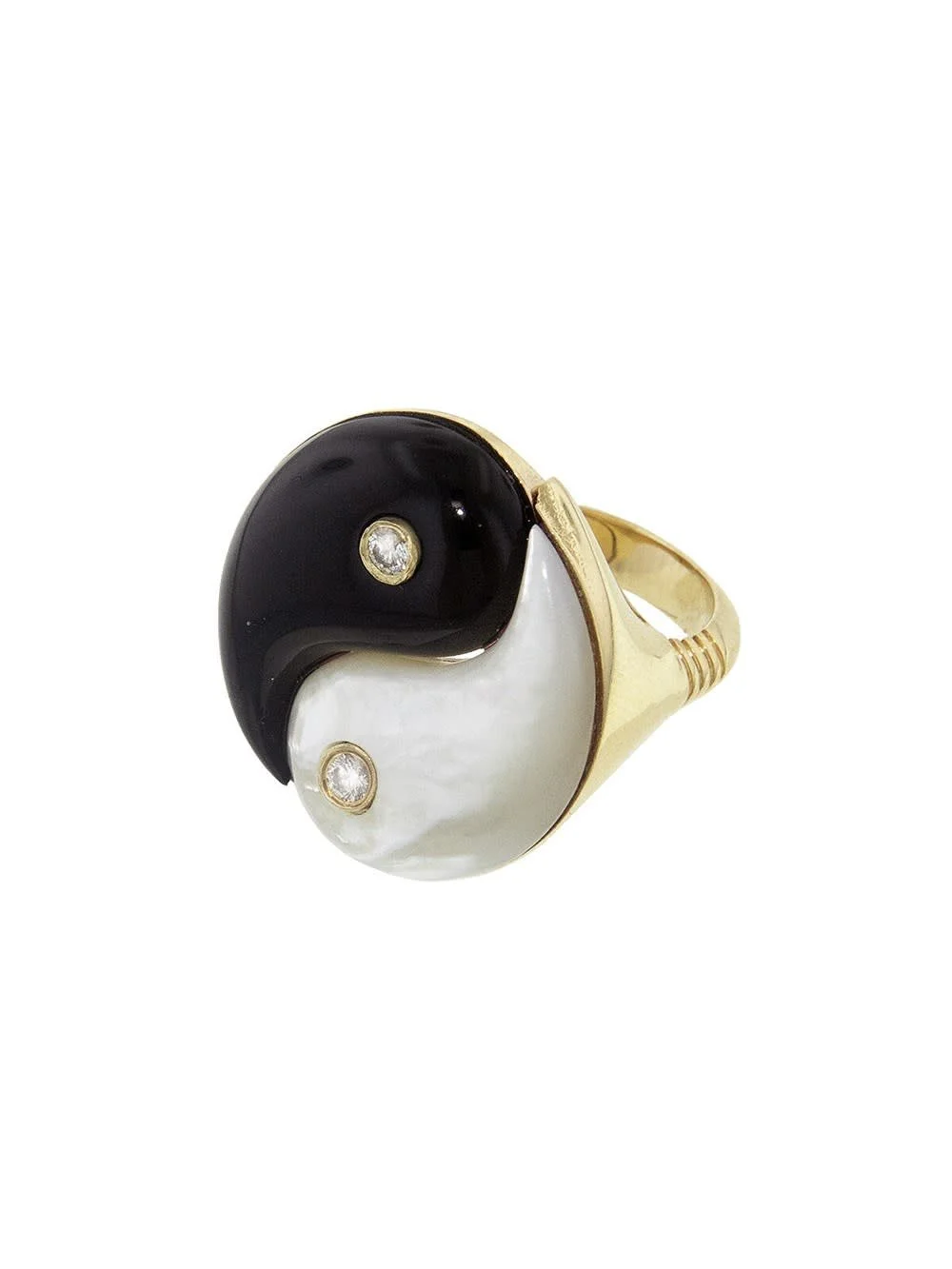 Retrouvai Double Stone Yin Yang Ring in Black Onyx and White Mother of Pearl - Limited Edition Ring