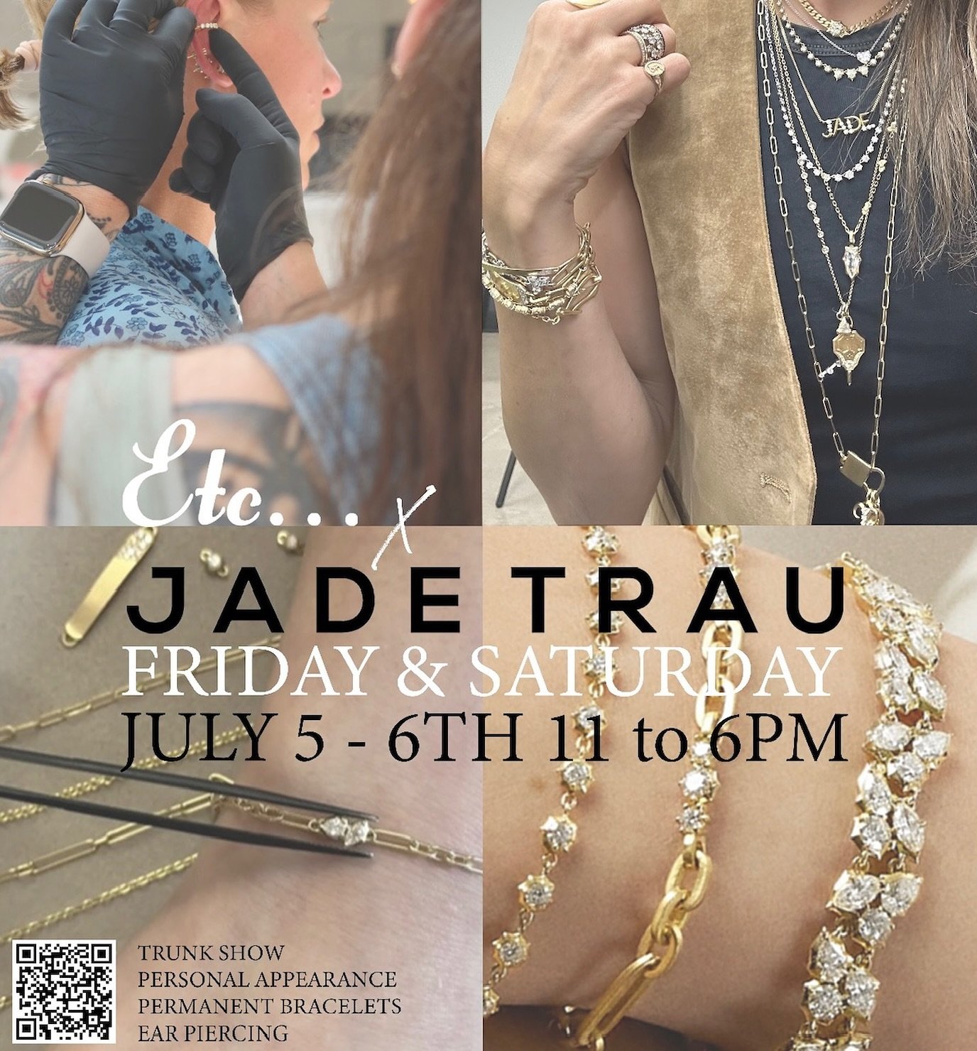Happy Fourth of July!!! We are thrilled to welcome @jadetrau to our Aspen store for a trunk show &amp; personal appearance with piercing and fusing appointments available Friday 7/5 &amp; Saturday 7/6.  Link in bio &amp; comments below to make your a