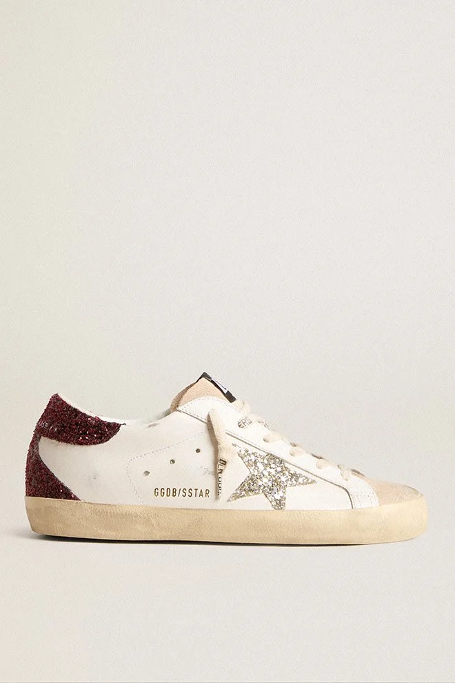 【送料&関税込】Golden Goose Star Glittered Lace-up Sneakers Golden Goose - Superstar Glitter Lace-up Sneakers White