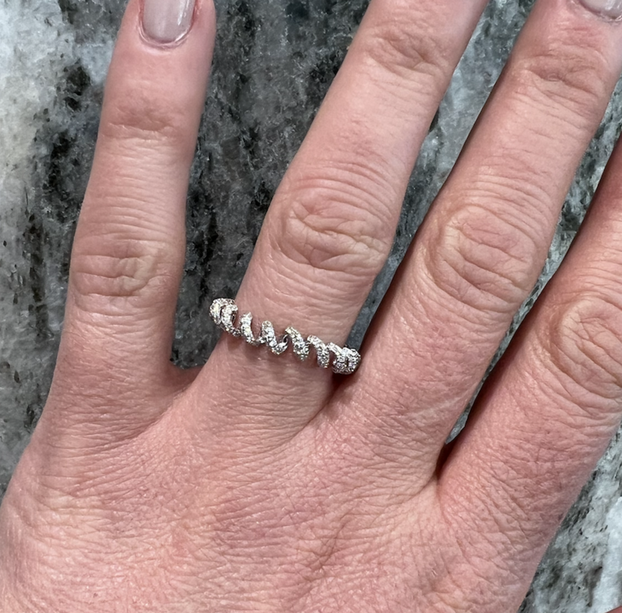 Boochier 18K Mini White Gold Diamond Slinkee Ring (SPECIAL ORDER)