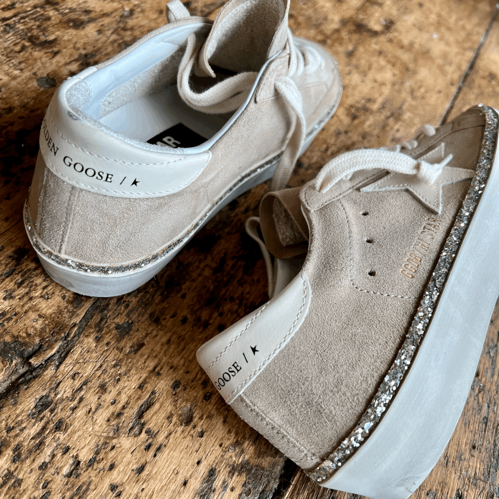 靴 GOLDEN  HI STAR SUEDE SNEAKER GOLDEN GOOSE Hi Star distressed suede- and snake-effect-trimmed