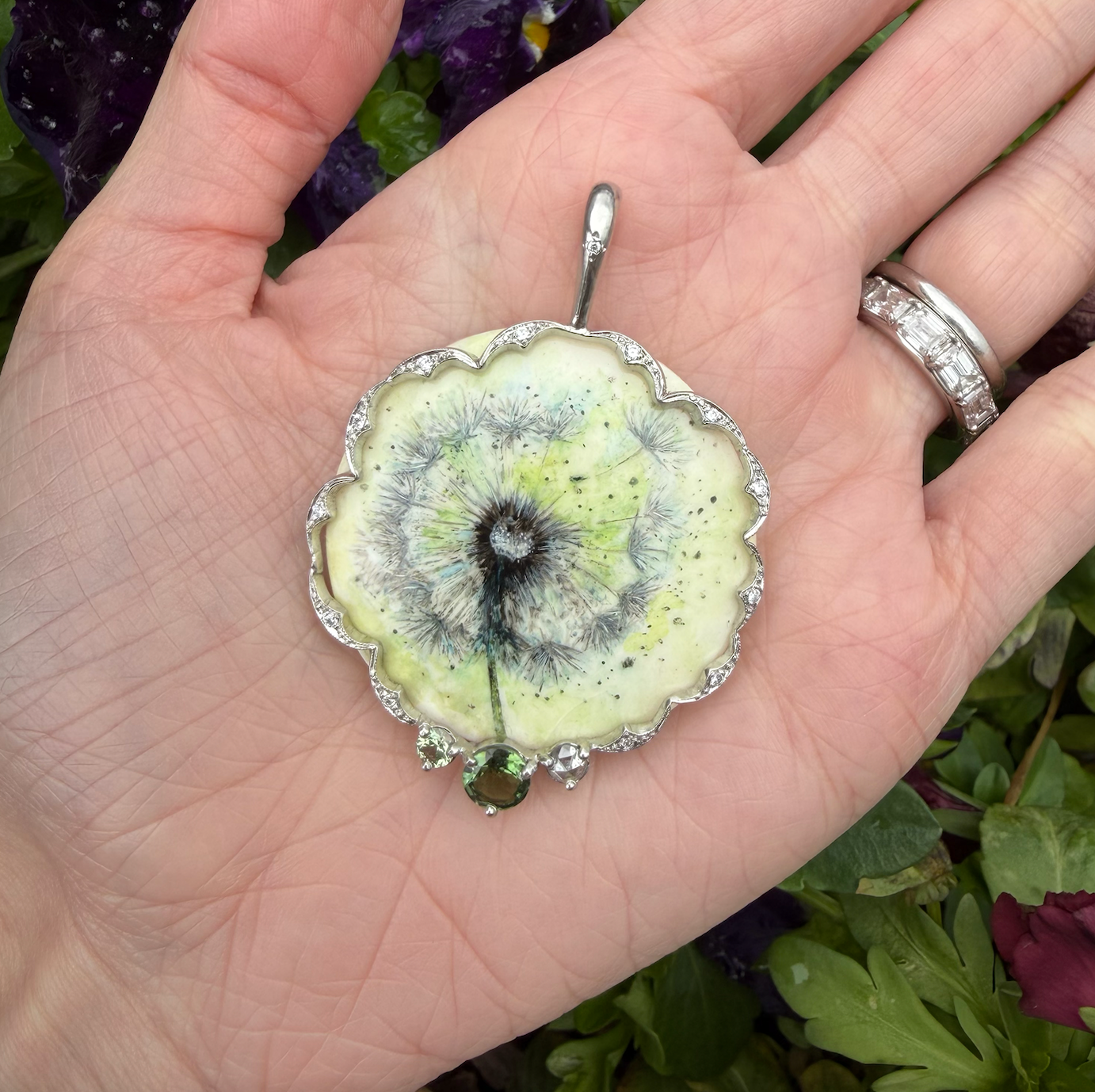 Cathy Waterman Dandelion Mammoth Ivory Pendant