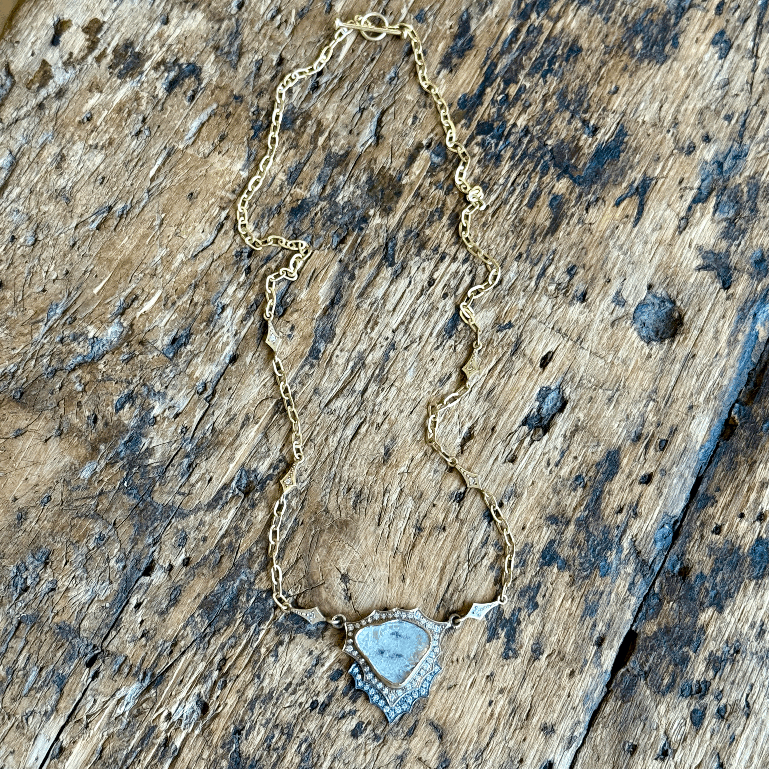 Annie Fensterstock One of a Kind Diamond Slice Necklace