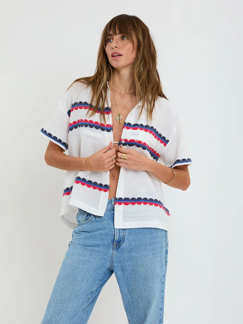 Lemlem Tuuli Cabana Shirt in Kibebi Marine