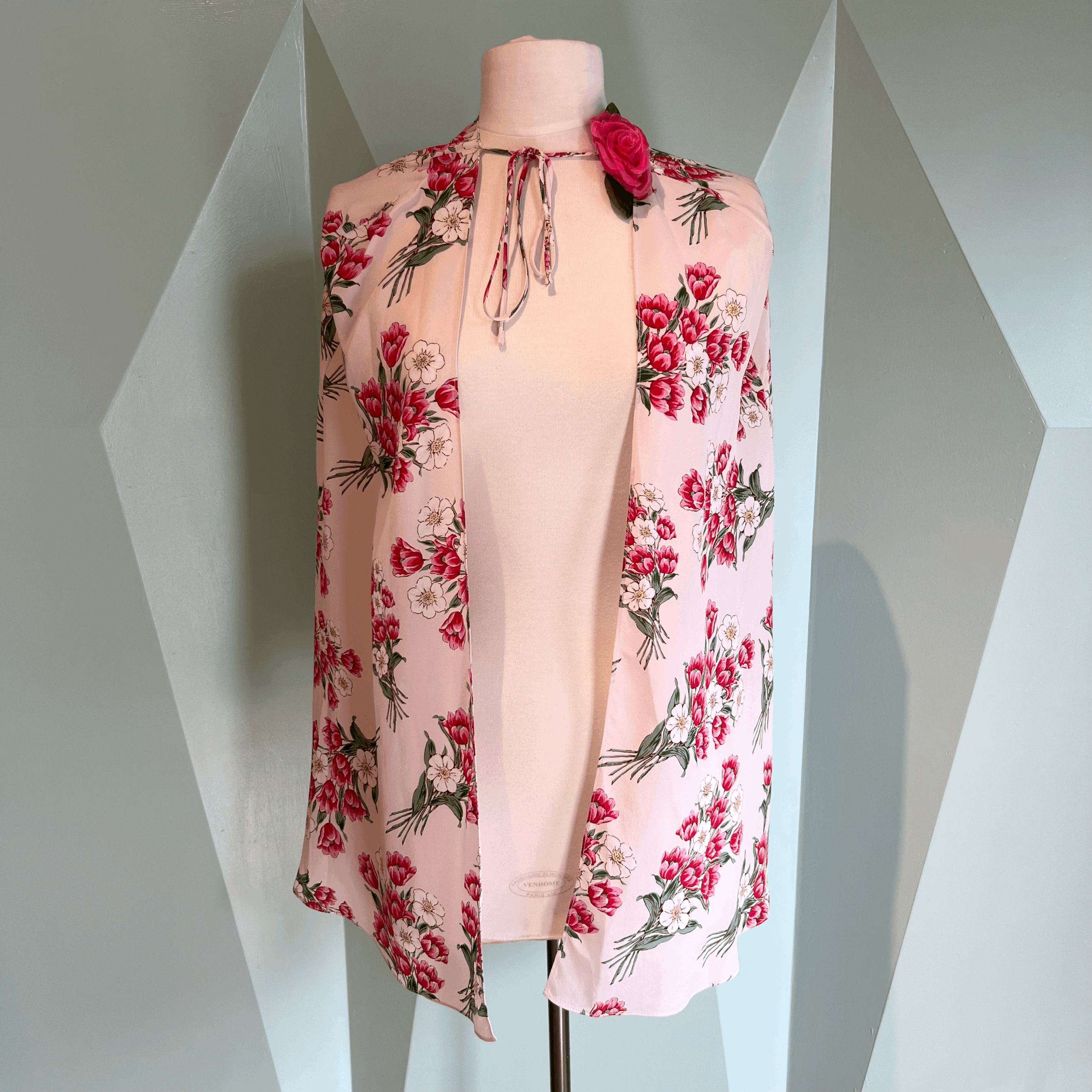 Rodarte Pink Tulip Bouquet Printed Silk Capelet - One Size