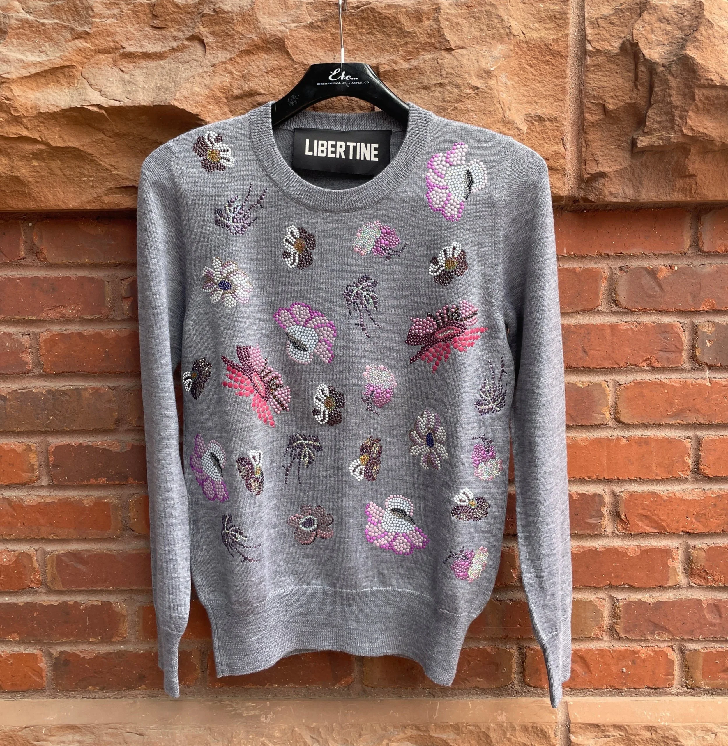 Libertine Mille Fleur Crewneck Sweater in Grey - SIZE XS ONLY