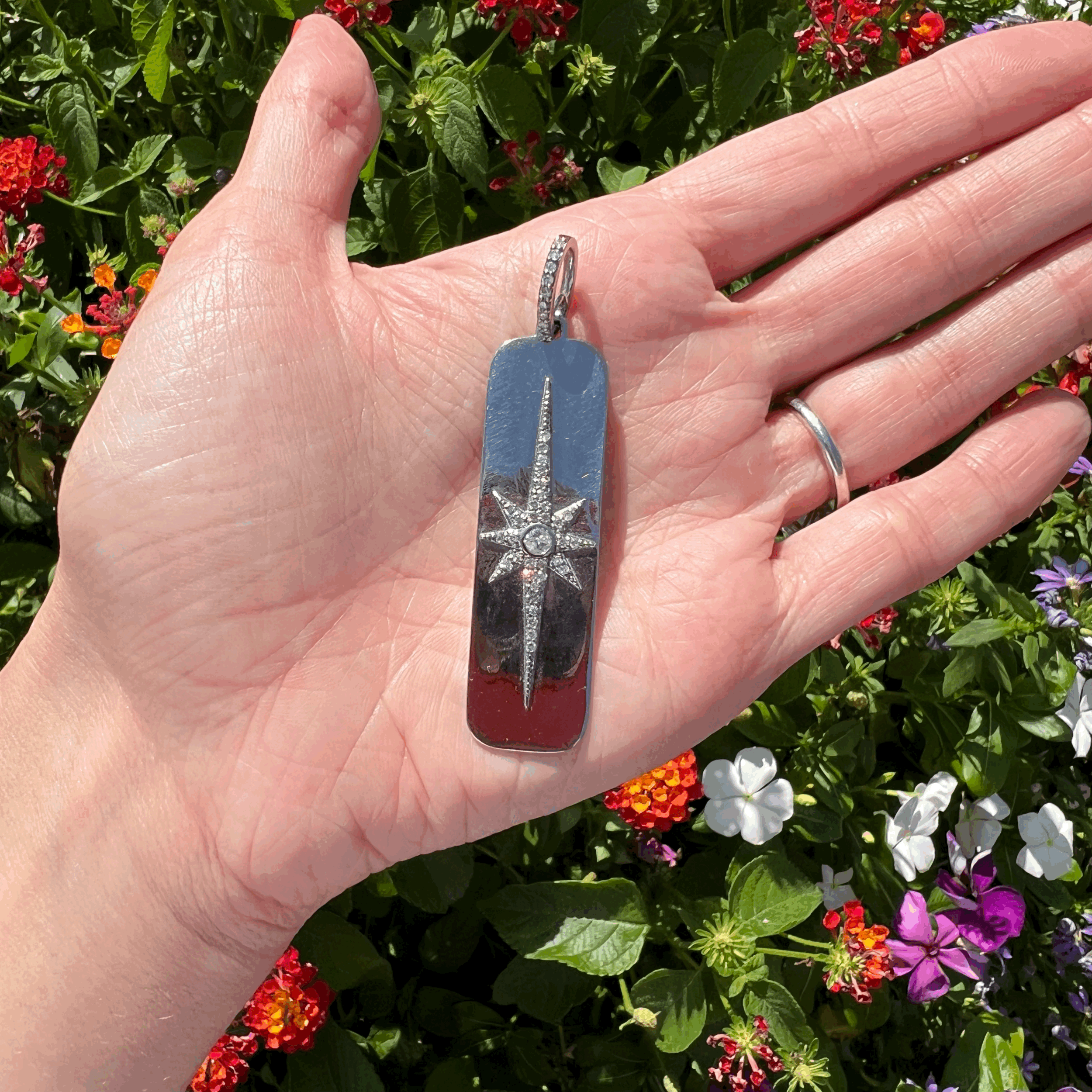 Sheryl Lowe Sterling Silver Diamond North Star Tag Pendant
