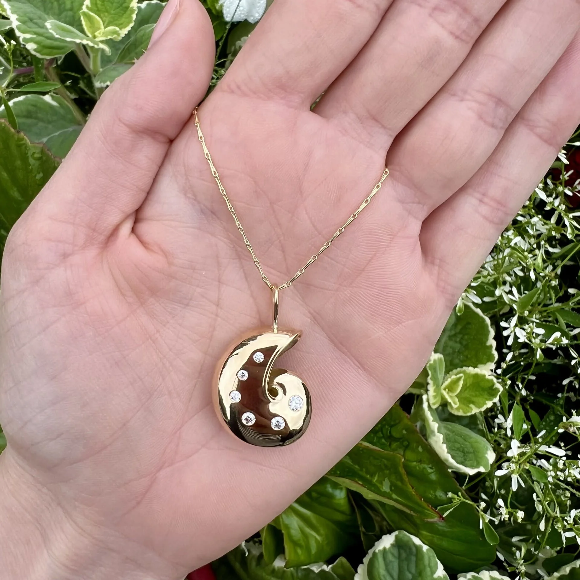 Brent Neale Small Nautilus Pendant with Round Diamonds
