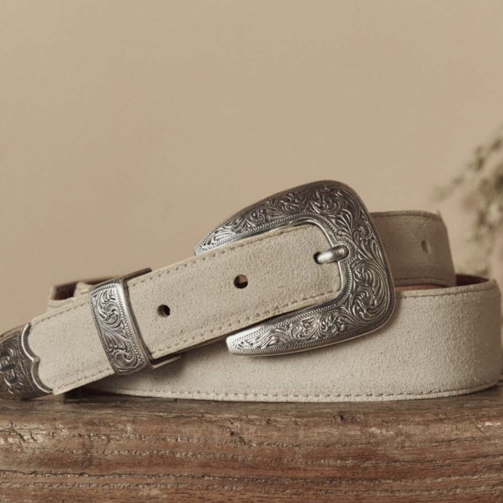 The Great x Stetson Western Narrow Belt in Cream