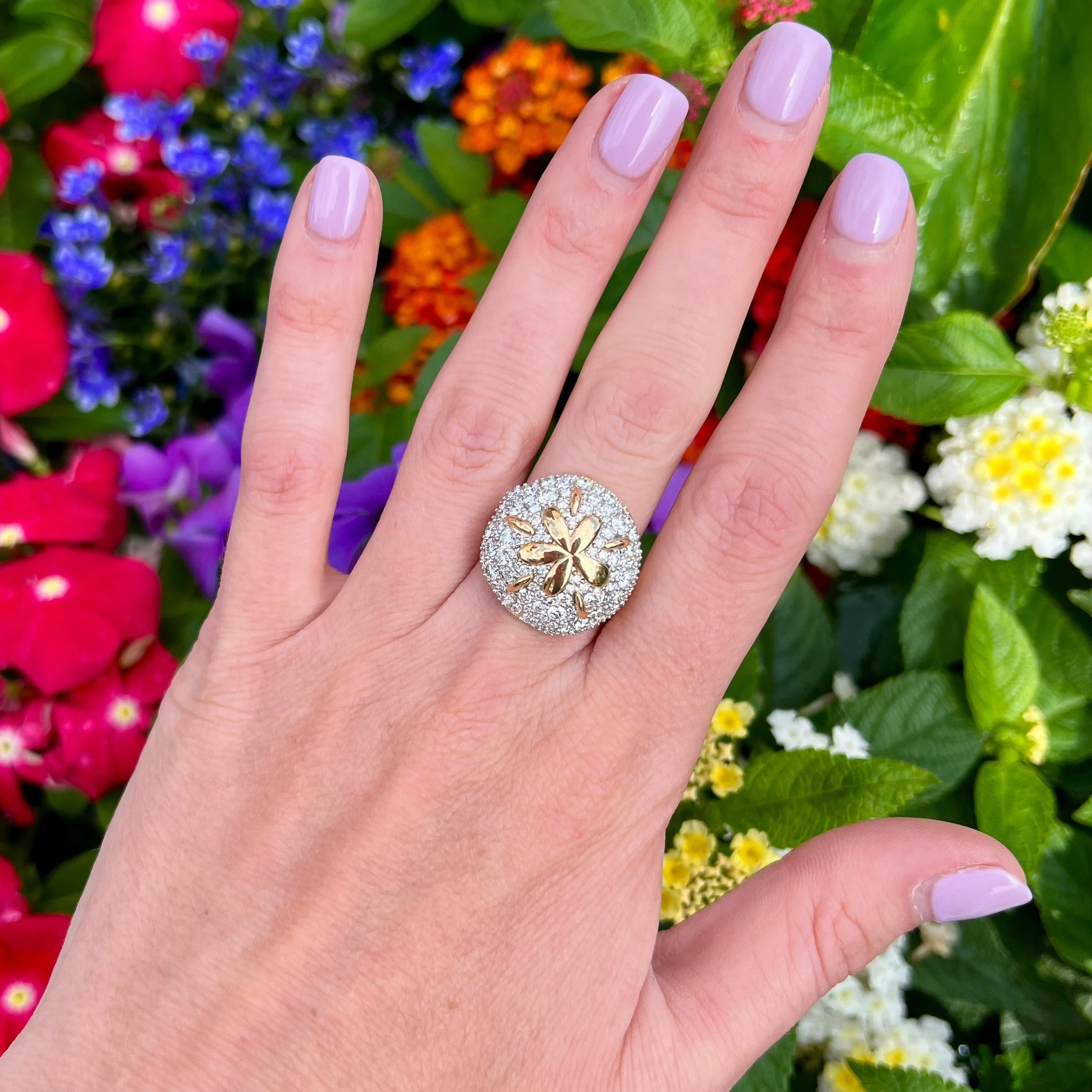 Brent Neale Sand Dollar Ring with Pave  - SIZE 7