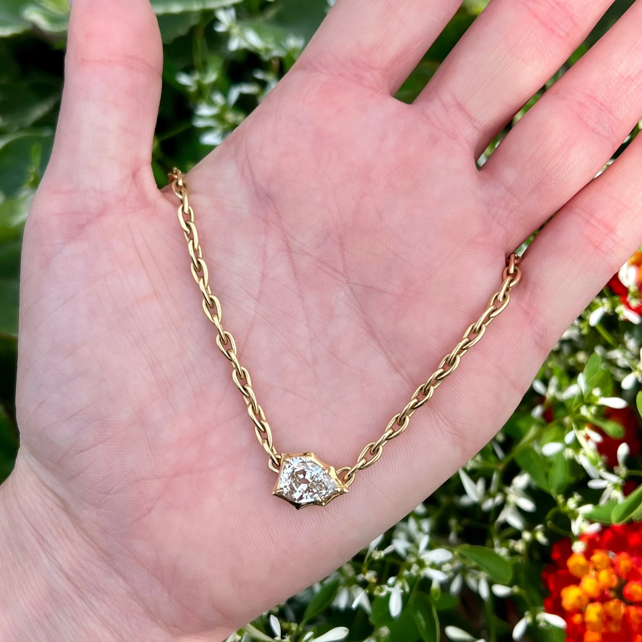 Jade Trau ONE OF A KIND Envoy 2.5 CT Diamond Pendant on Small Pear LInk Chain
