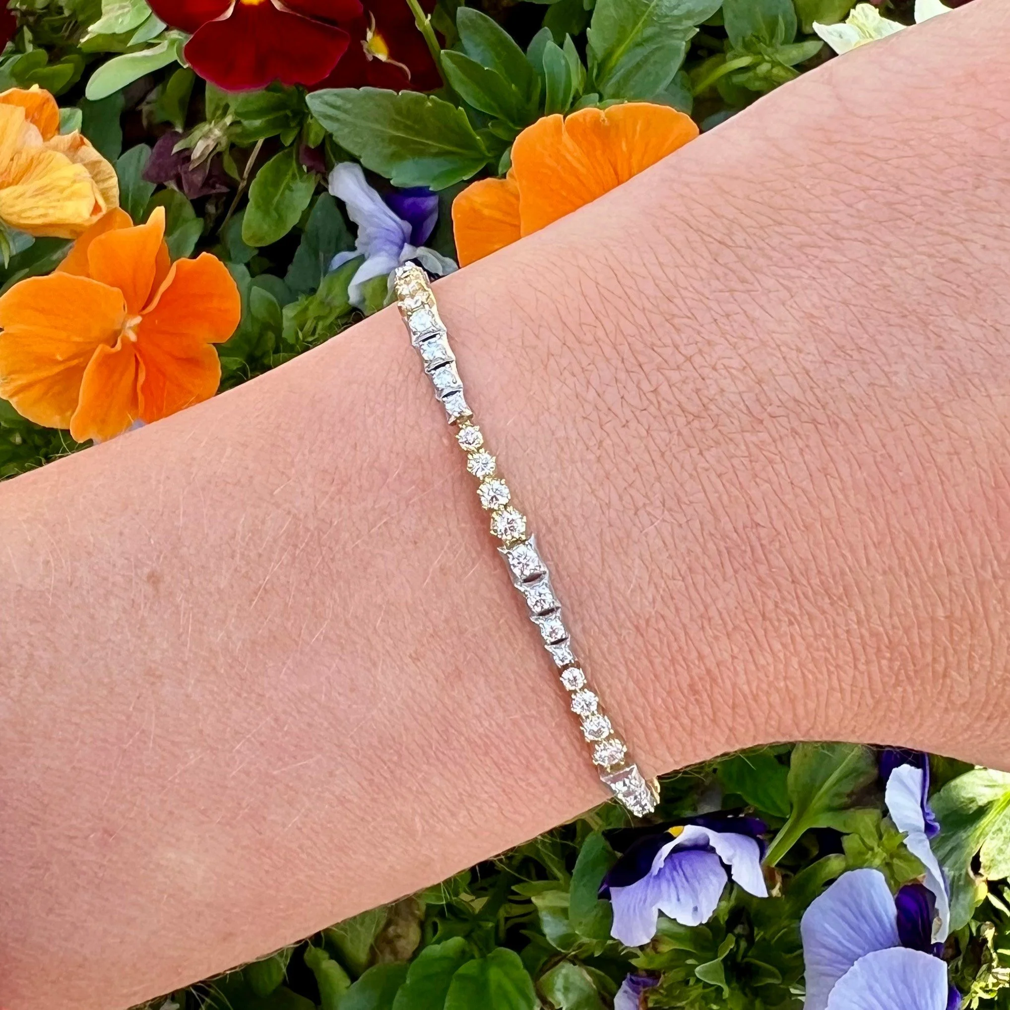 Jade Trau Platinum and 18K  Yellow Gold Two Tone Harlow Line Bracelet