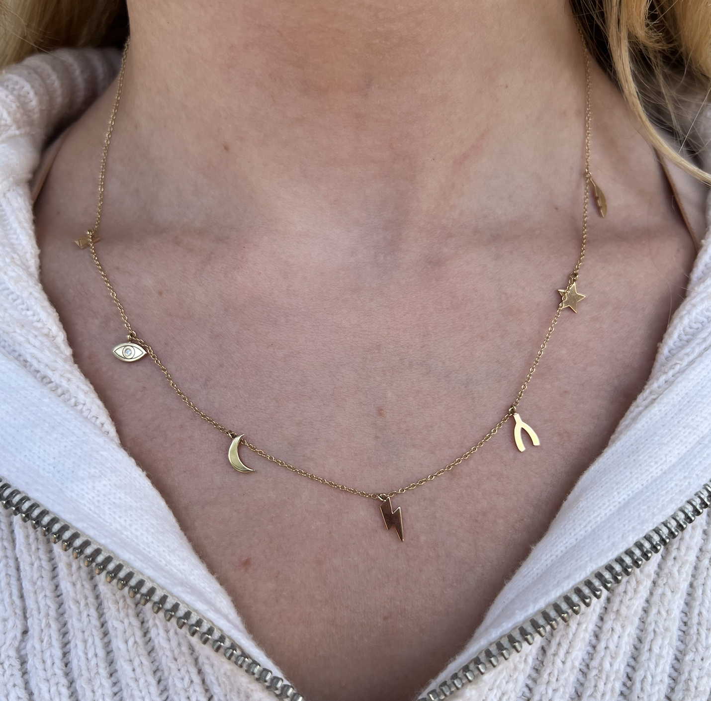Zoe Chicco 14K Yellow Gold Midi Bitty Dangling Charm Necklace