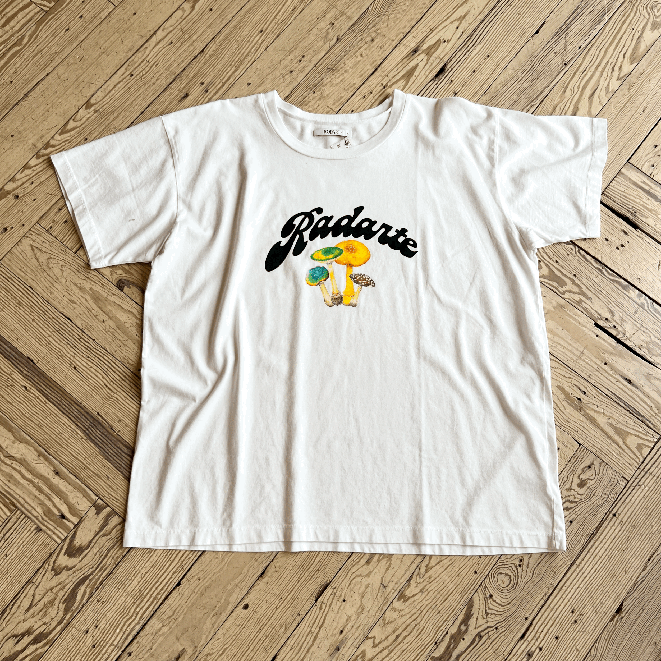 Rodarte MUSHROOM PRINT "RADARTE" Logo T-SHIRT in WHITE {XL ONLY}