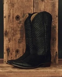 Stetson & The Great Basket Weave Cowboy Boot in Black