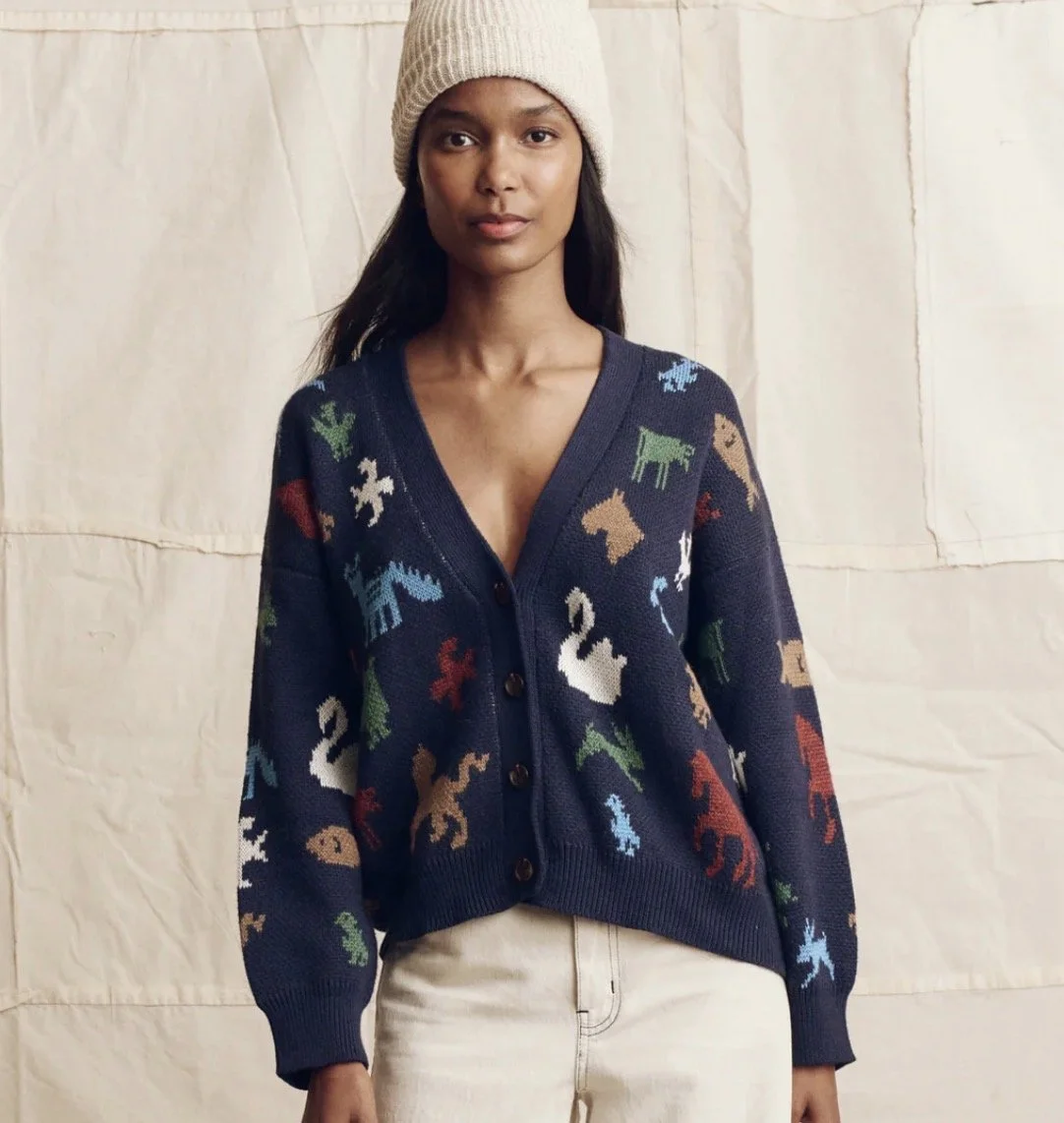 The Great Pictograph Slouch Cardigan in Navy