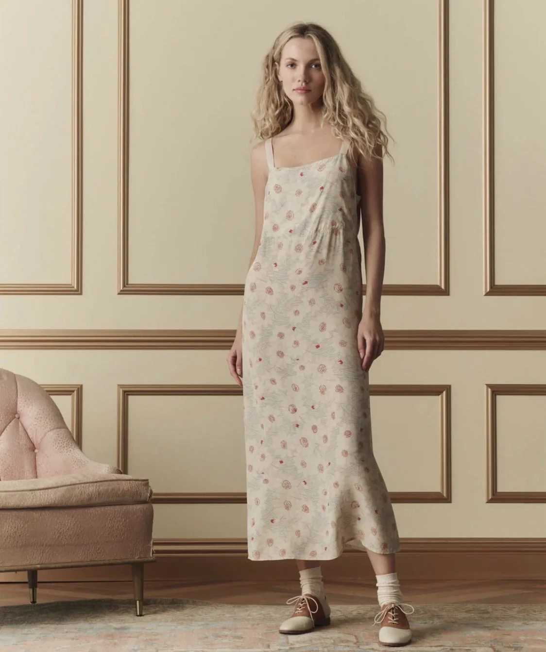 The Great Sunroom Slip Dress in Champagne Scatter Bloom