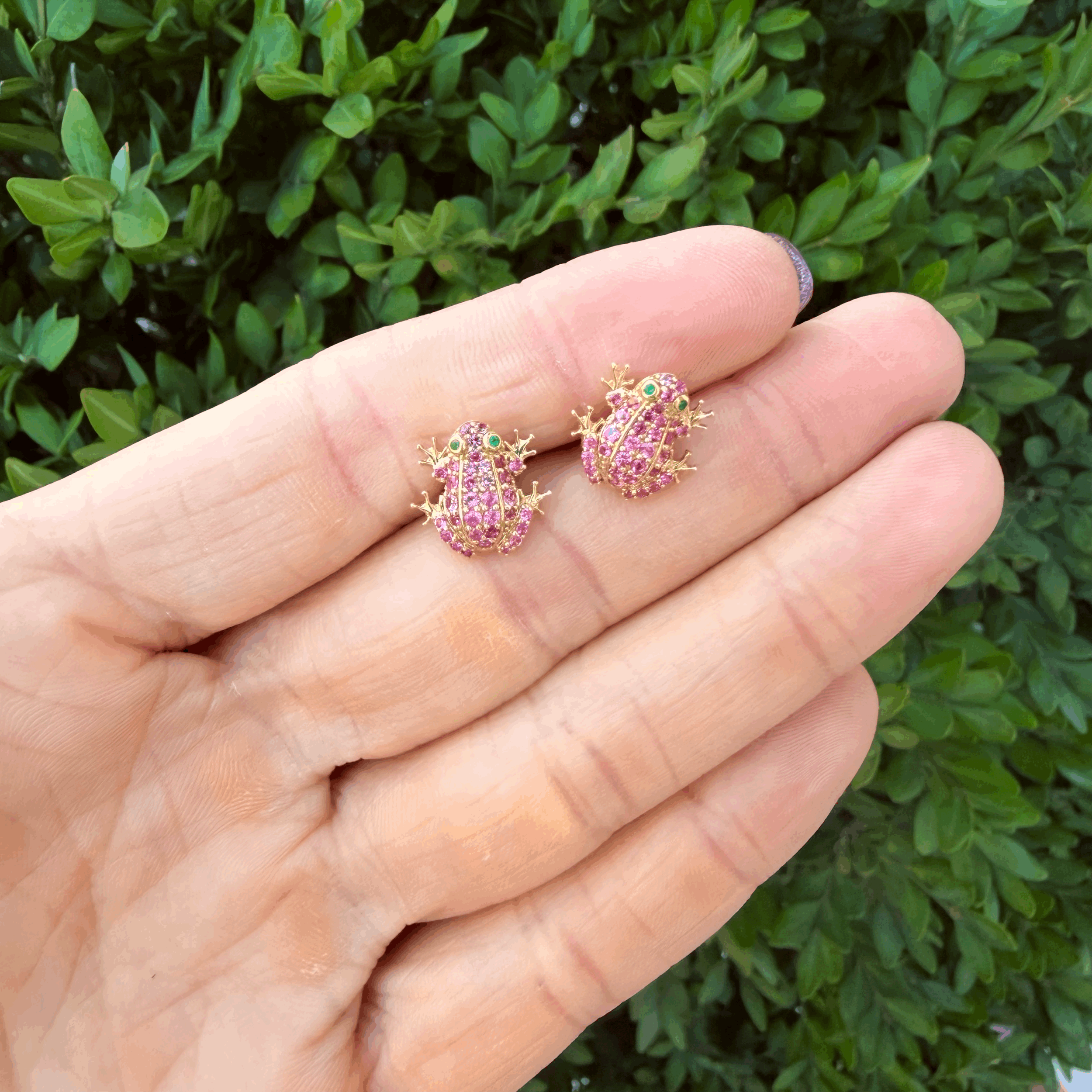 Grace Winfrey Pink Sapphire Frog Studs
