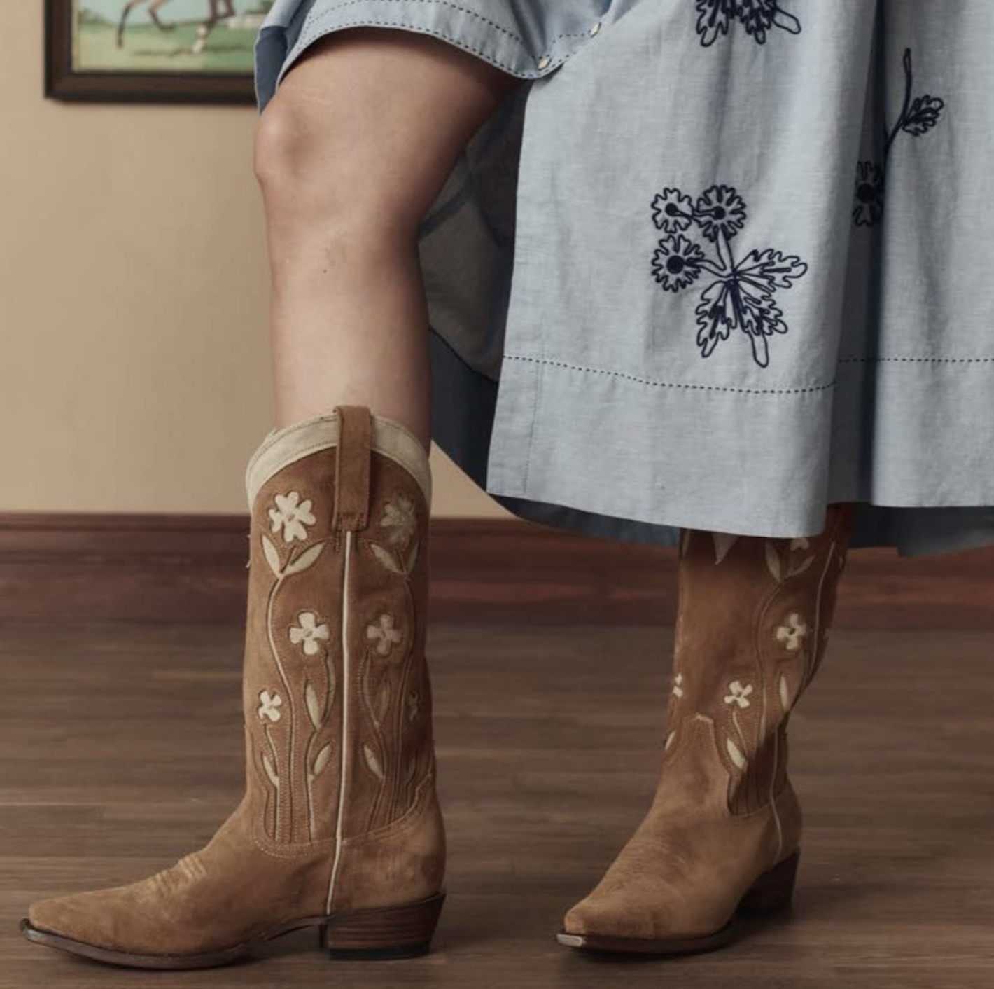 The Great x Stetson Cowboy Boots in Tan Suede
