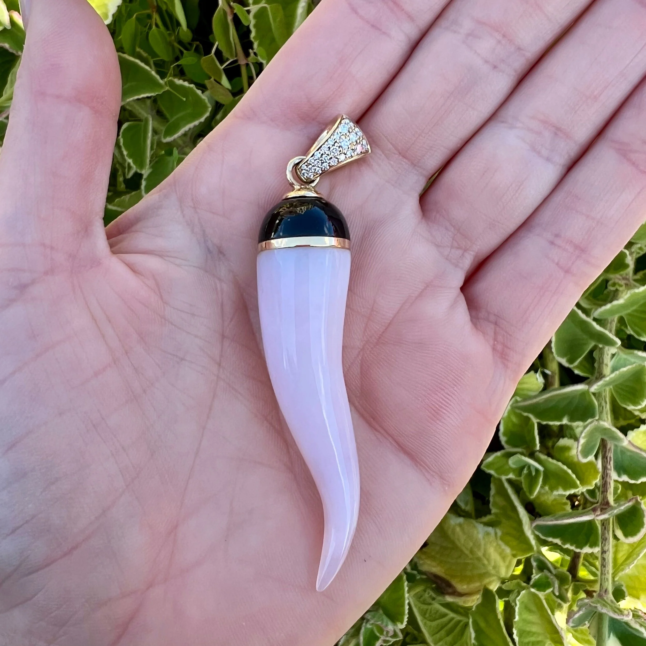 Bei Tesori Cornichello with Pink Opal and Onyx