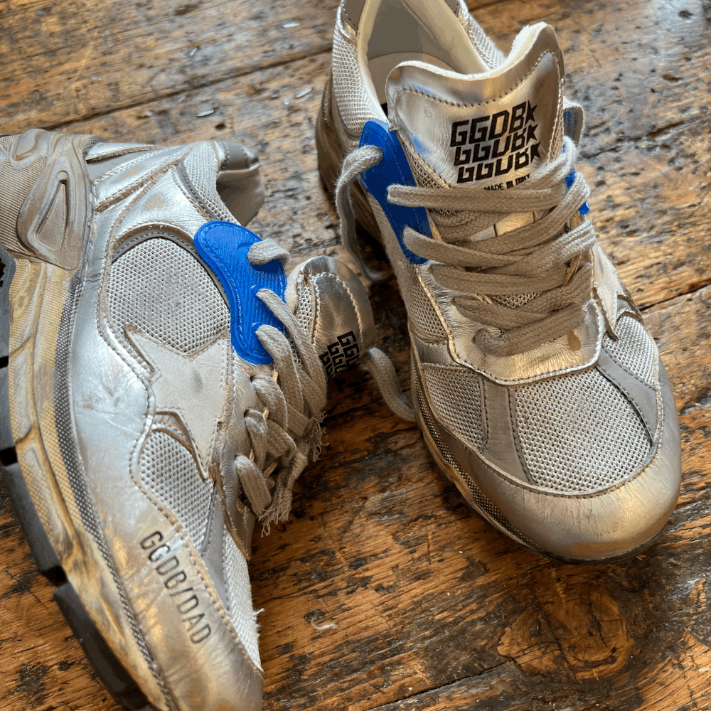 スニーカー Golden  Dad-Star' Sneakers In Mesh And Silver Laminated Women's Dad-Star in mesh and silver foiled leather with