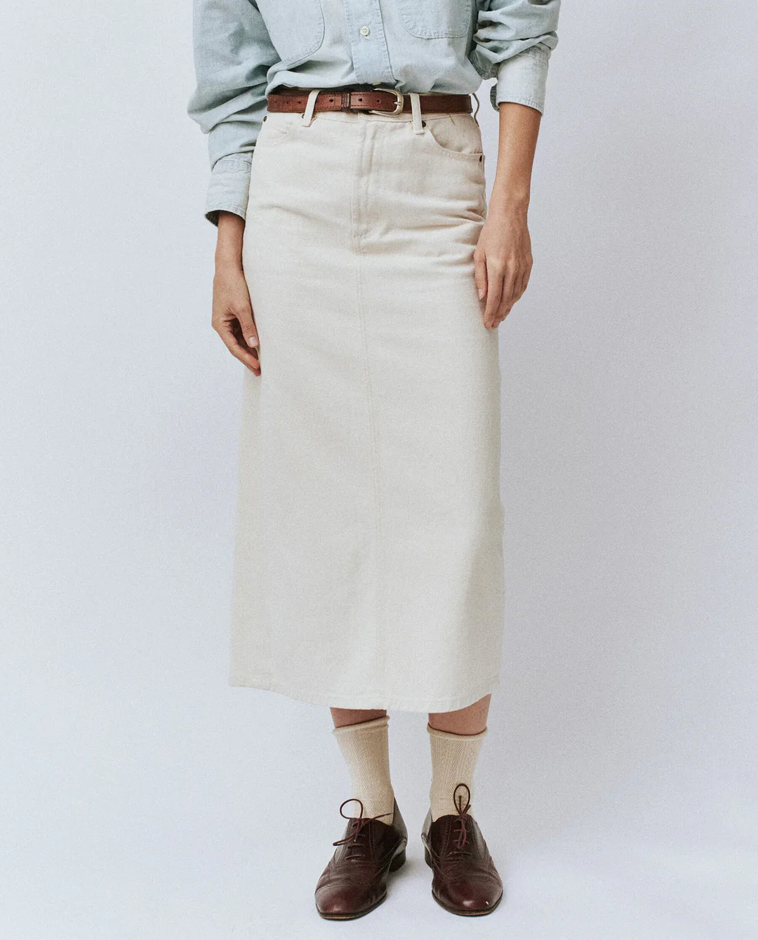 The Great Column Skirt in Natural Denim