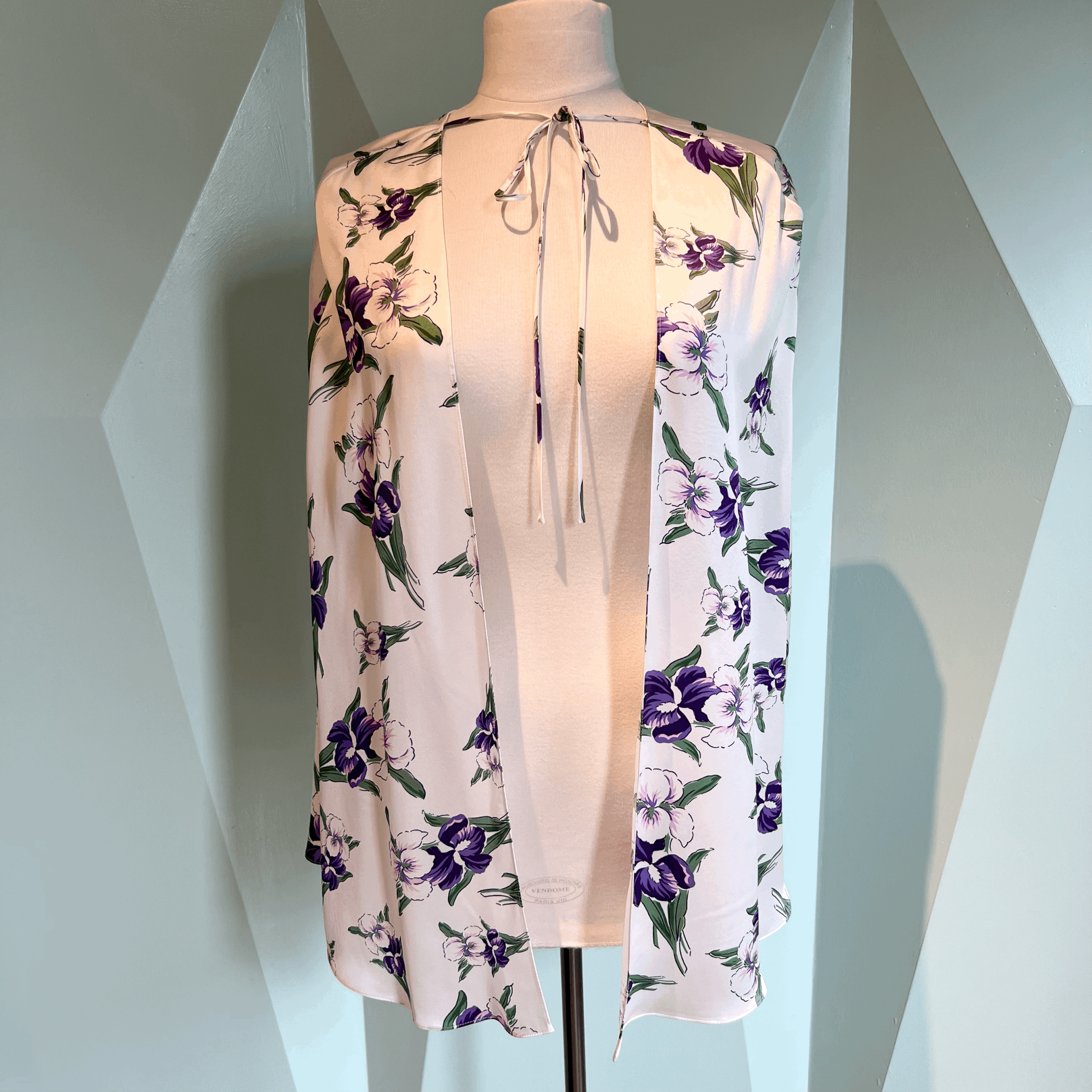 Rodarte Purple Iris Printed Slik Satin Capelet - One Size