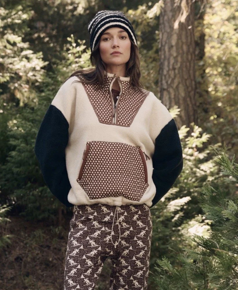 The Great Outdoors Plush Crosswind Pullover in Cream with Chocolate