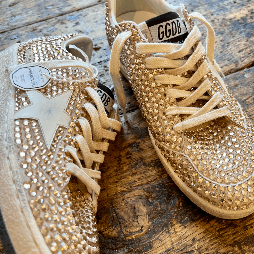 Golden Goose Ballstar Suede Upper Toe and Spur with Swarovski