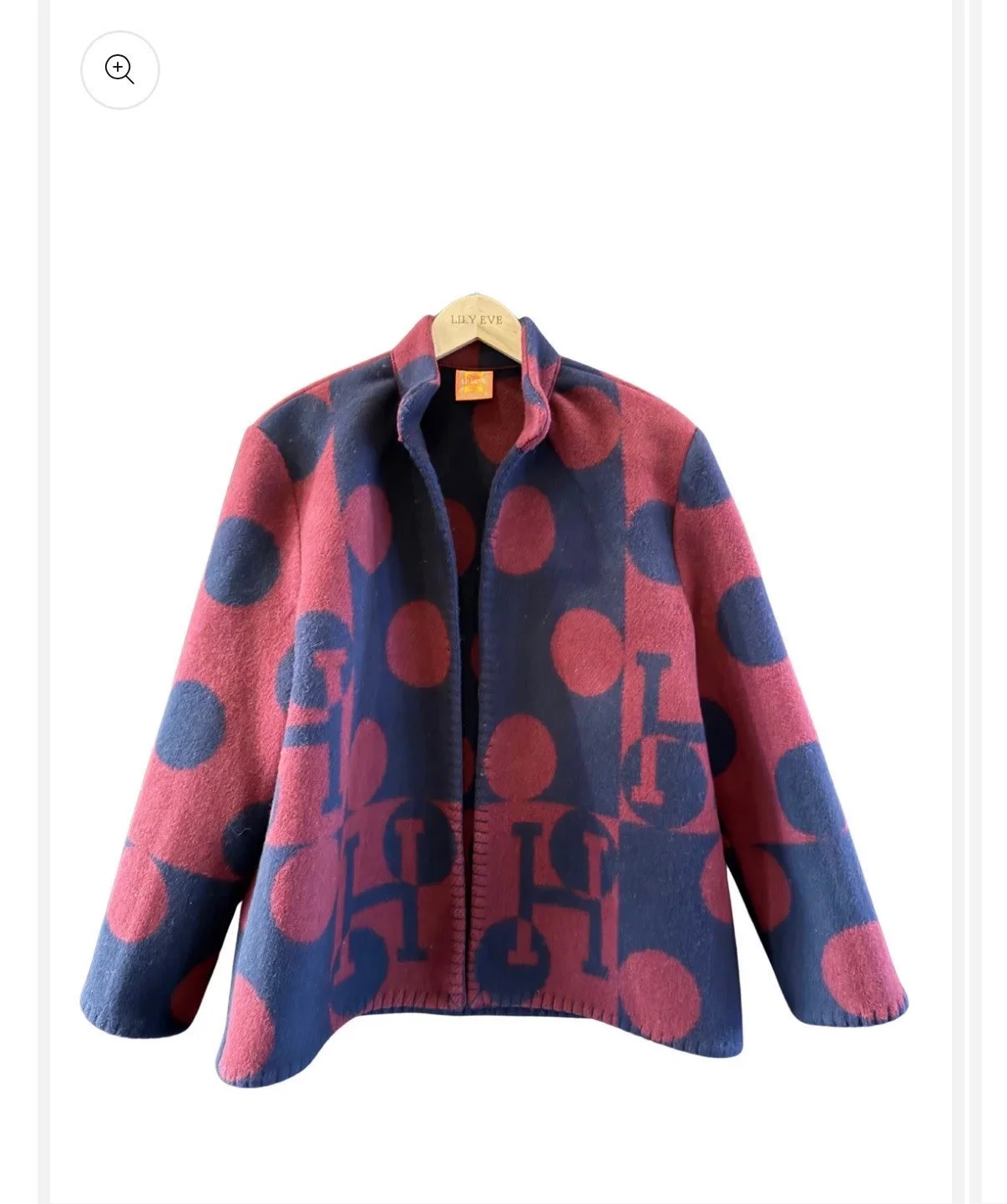 Lily Eve Hermes Vintage Blanket ShortJacket with Magenta and Blue Dots