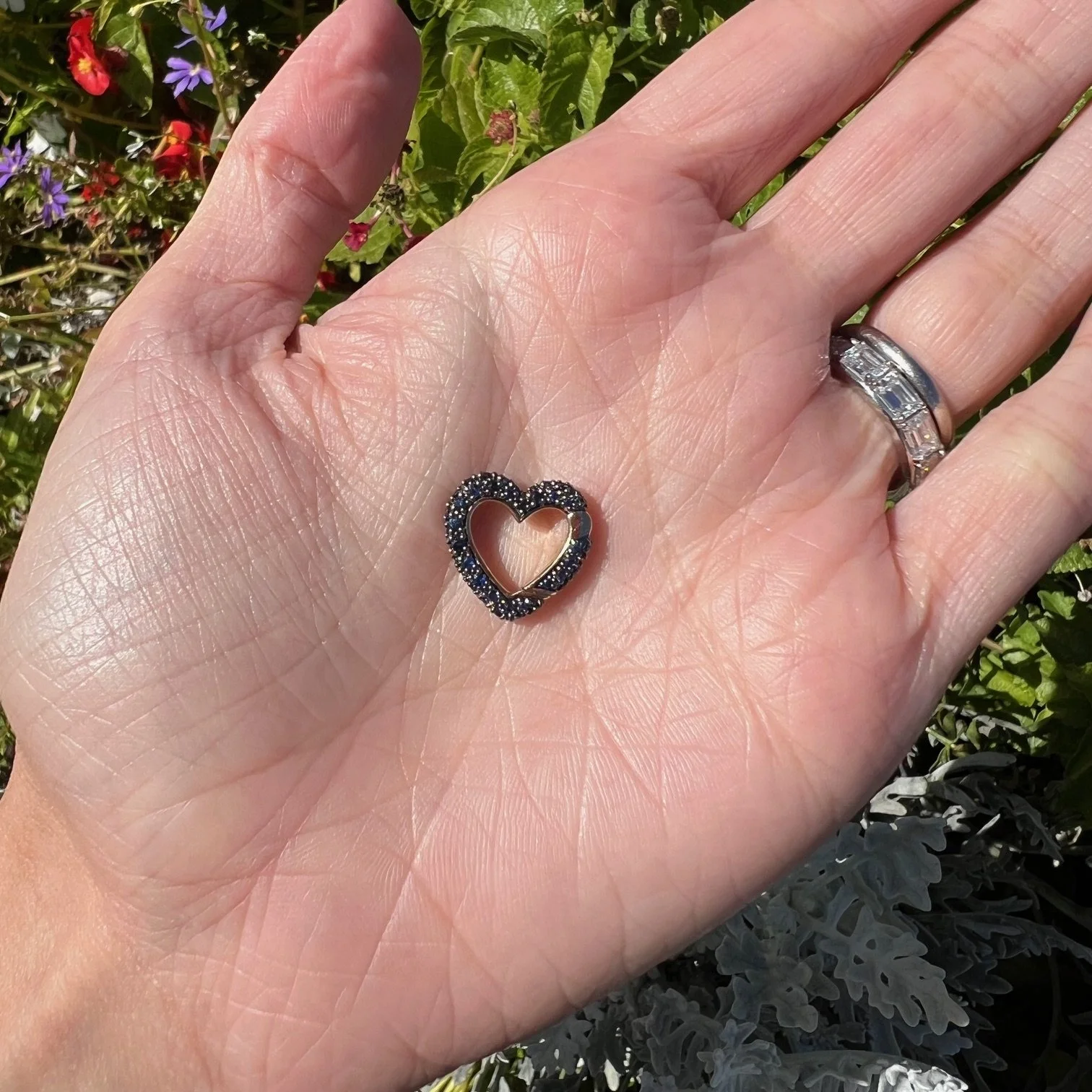 Lucy Delius Love Connection Blue Sapphire Heart with Black Rhodium Plating