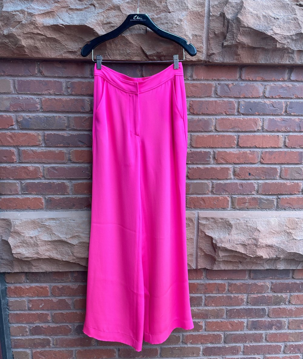 pink wide leg dress pants Mens Magenta Pink Wide Leg Dress Pants Stretch Gabardine 44/30