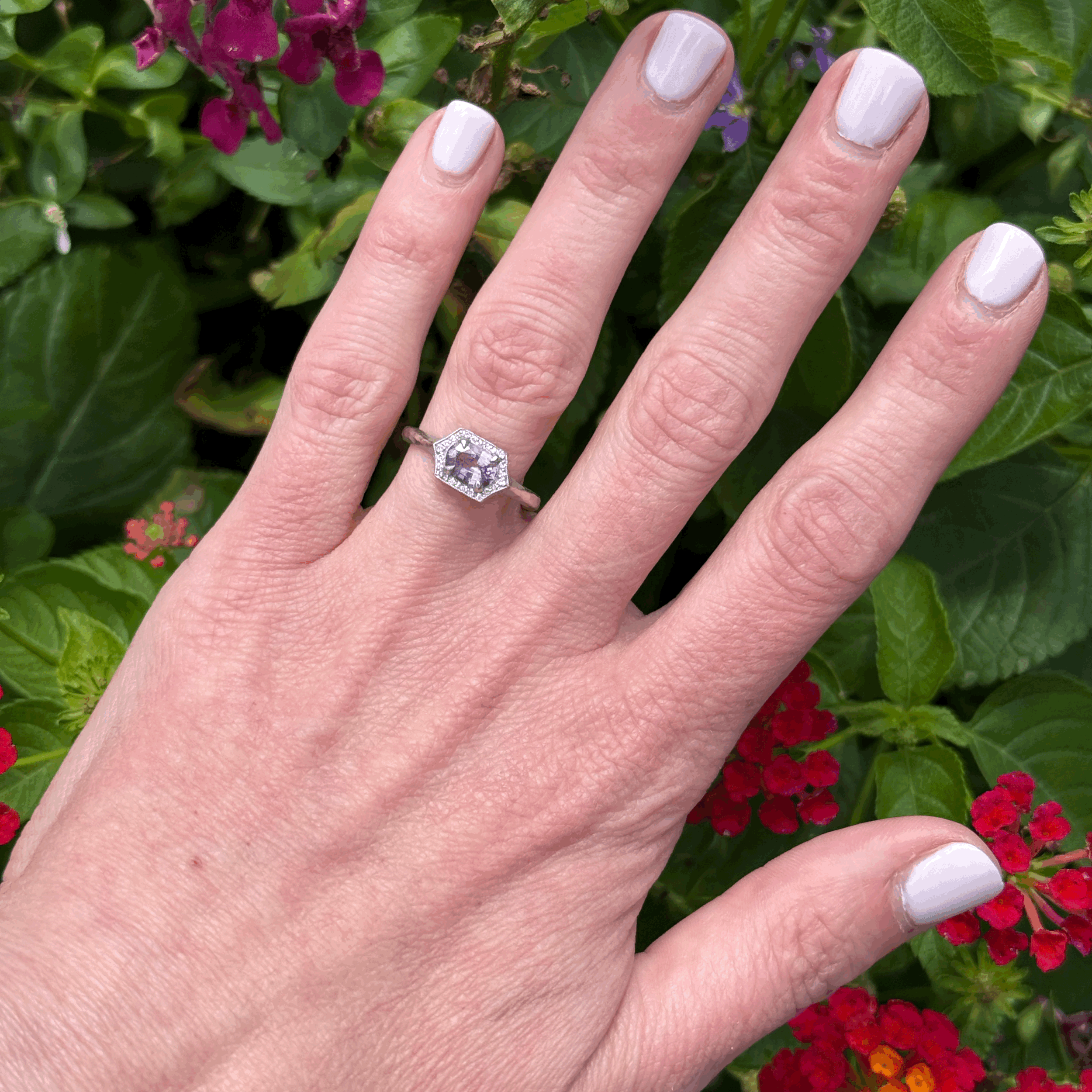 Cathy Waterman Pink Sapphire and Platinum Ring Size 6.5