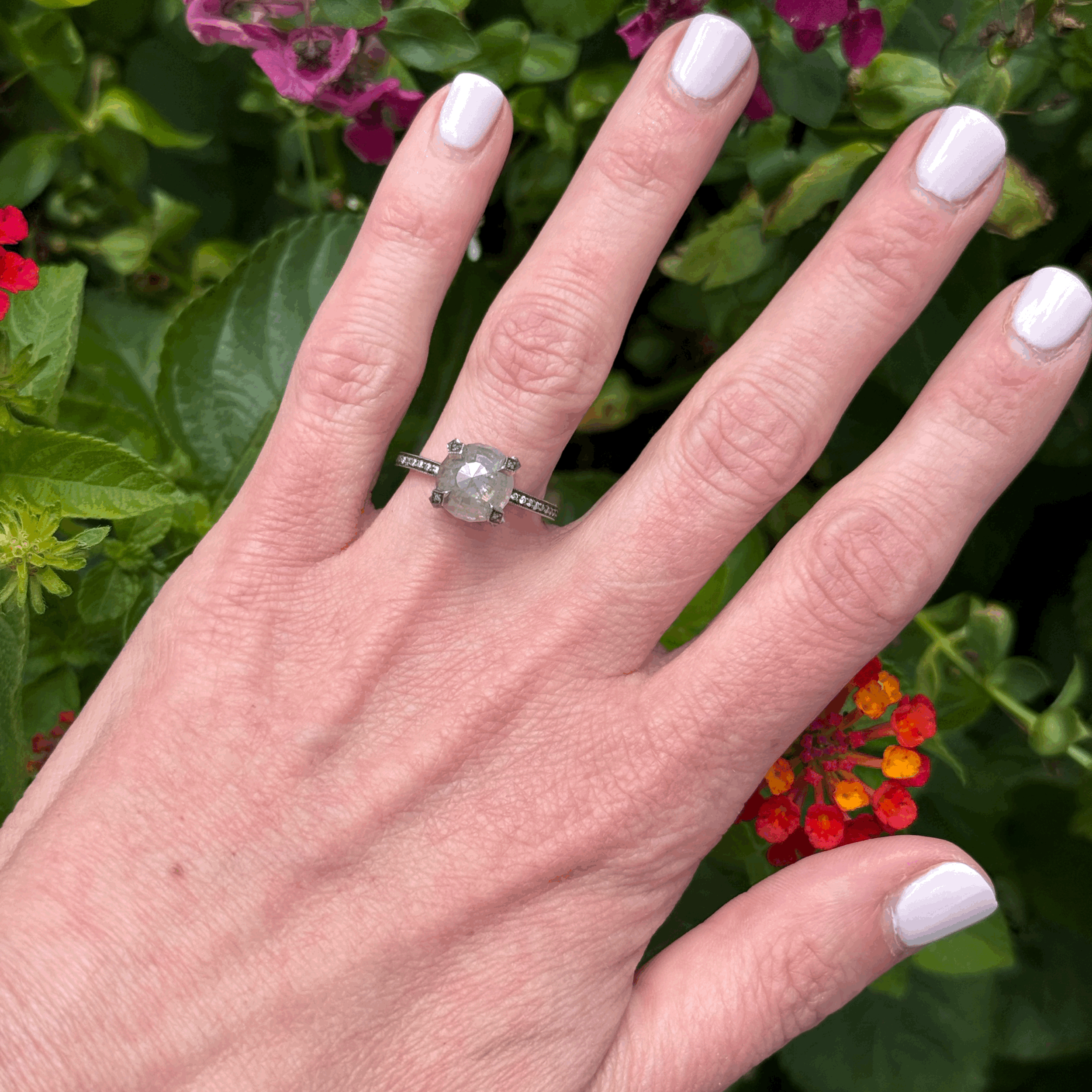 Cathy Waterman Rustic Diamond Platinum Ring Size 7.5