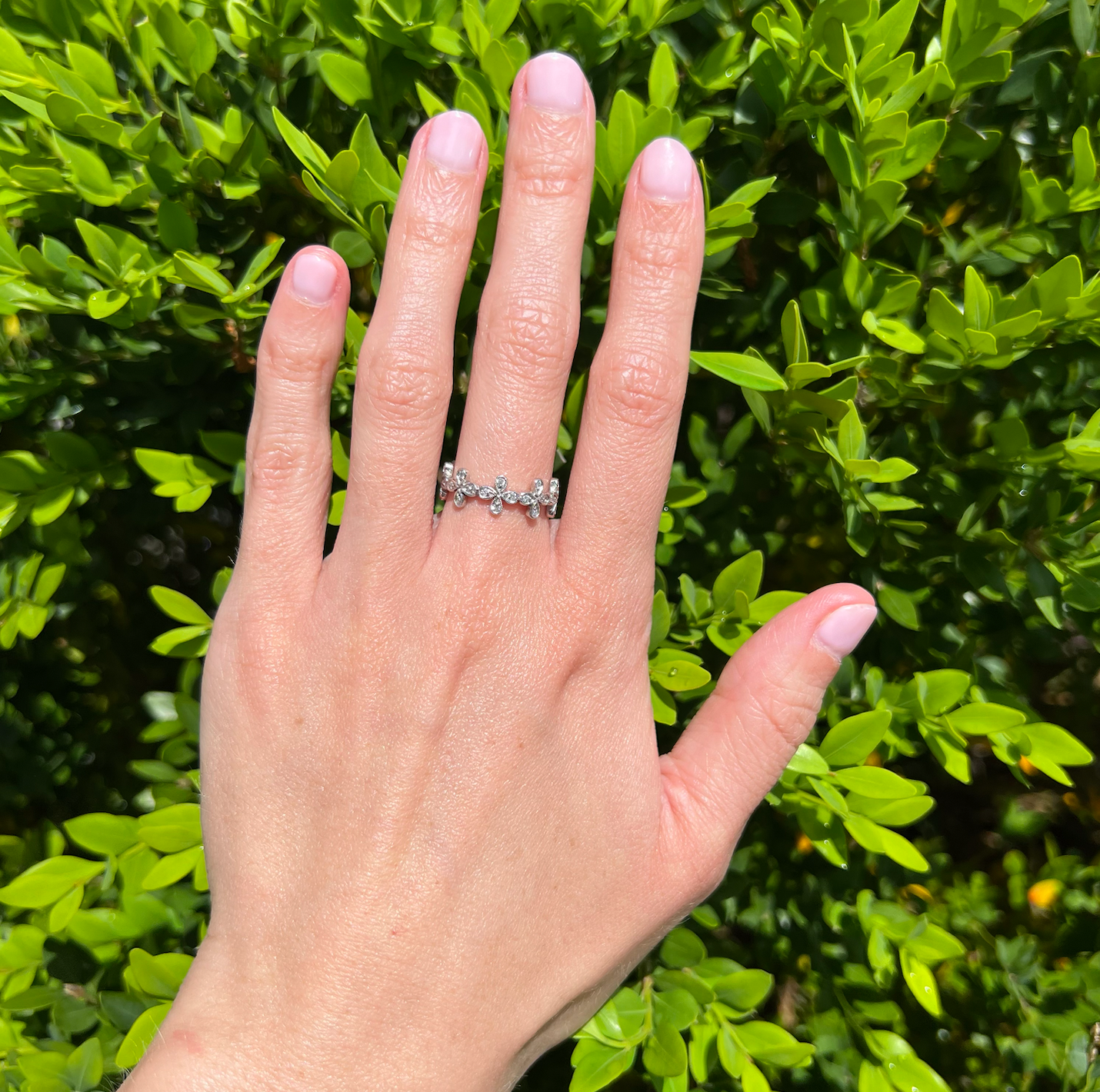 Cathy Waterman Platinum and Diamond Petal Eternity Band