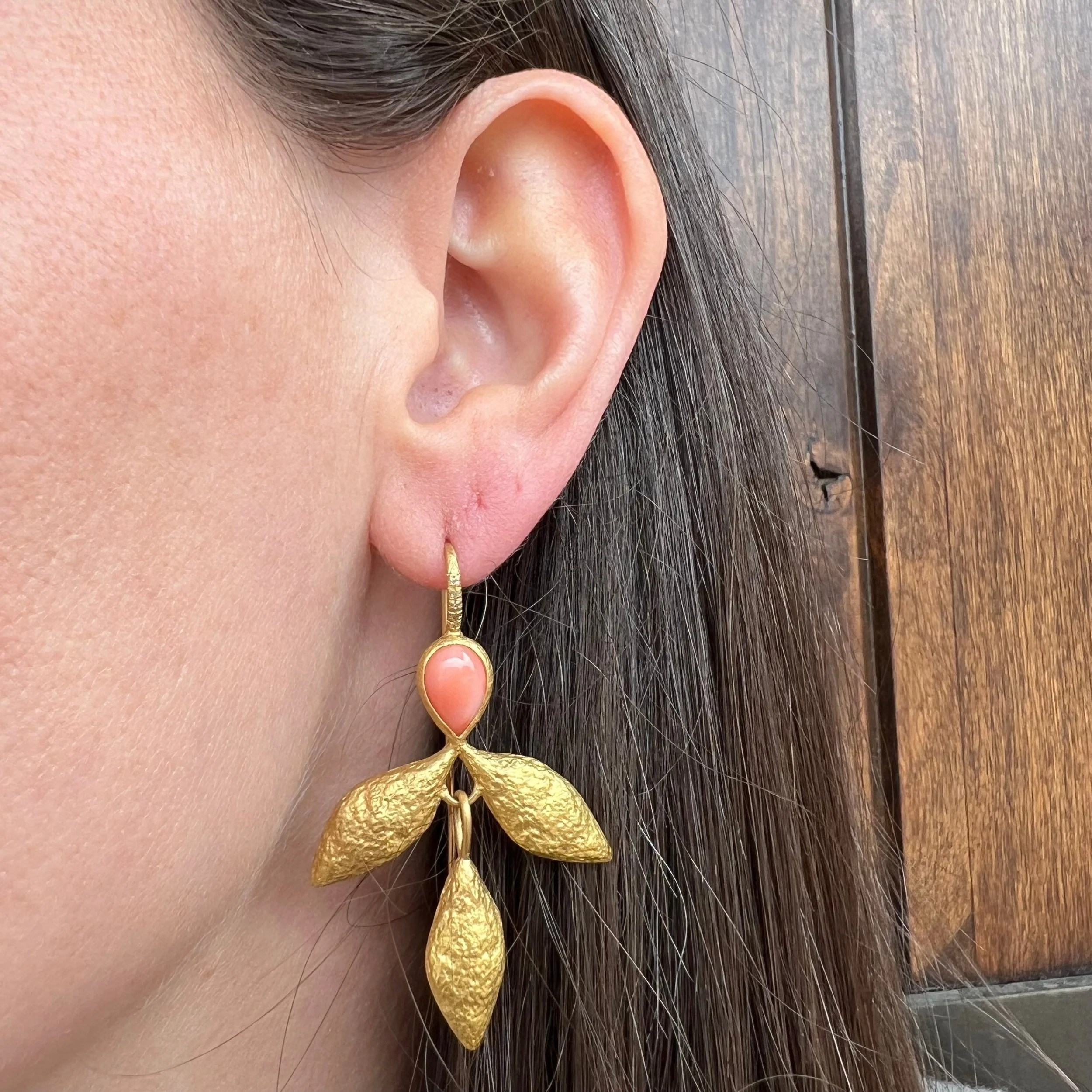 Cathy Waterman Coral Triple Seed Pod Earrings