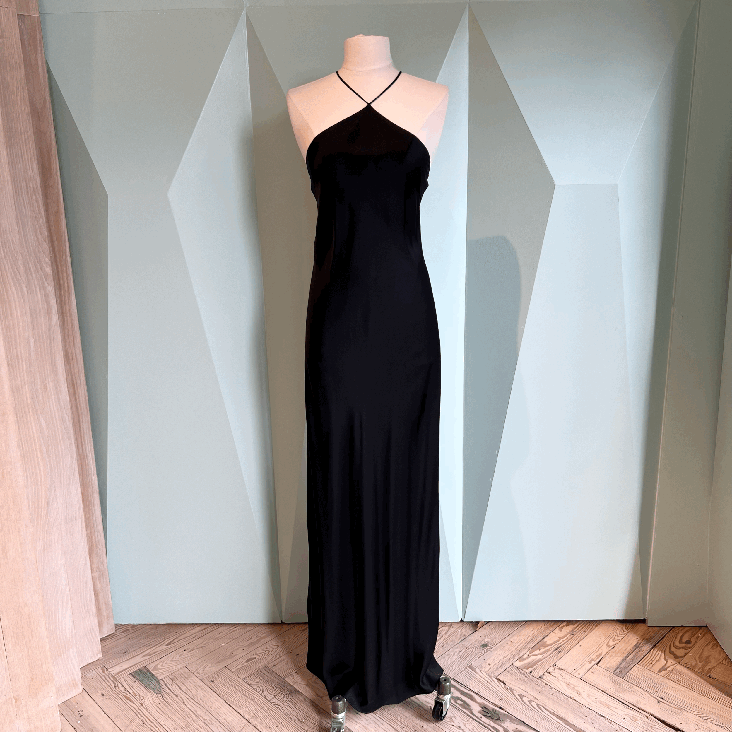 Rodarte Black Silk Satin Halter Gown Size 8 only