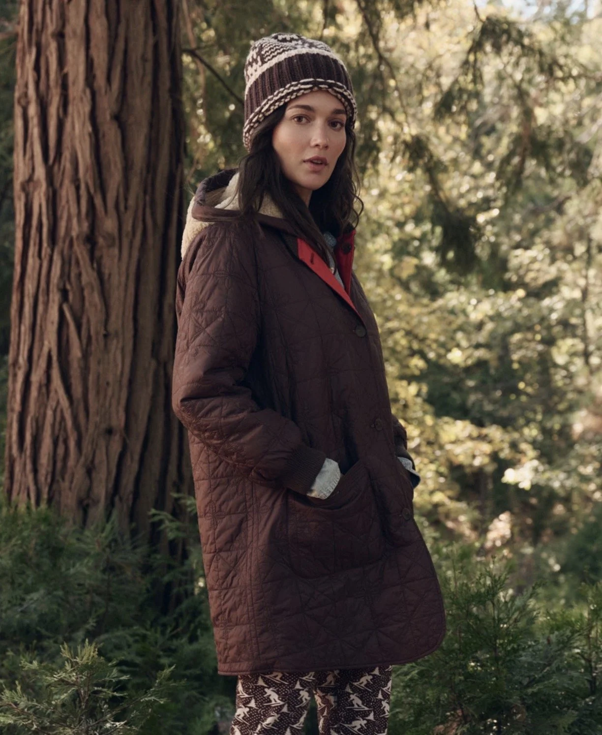 The Great . Outdoors Reversible Sawyer Puffer in Brown and Poppy