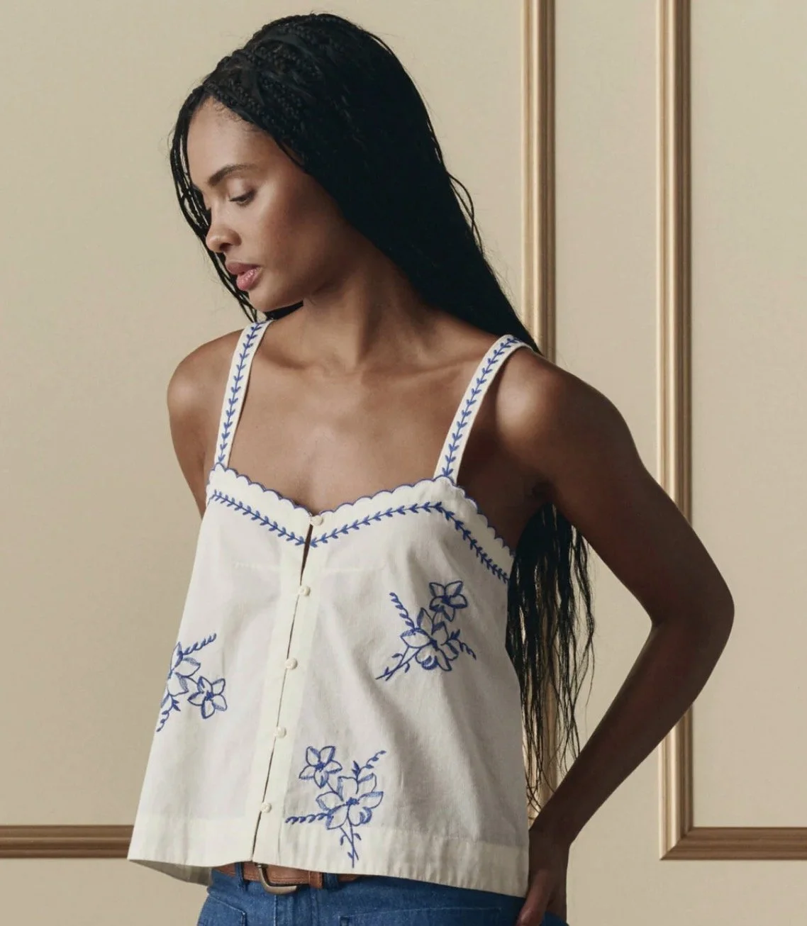 The Great Weekend Tank with Hanky Embroidery