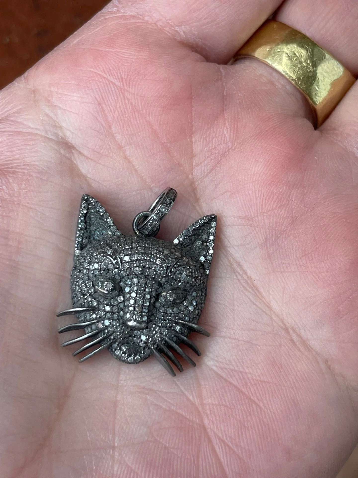 The Woods Silver and Pave Diamond Cat Charm ET2012